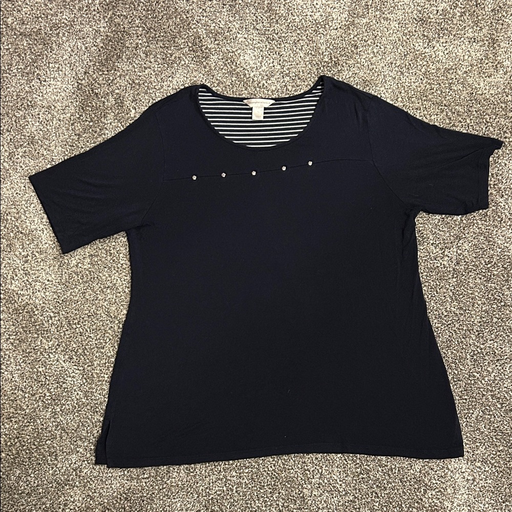 Christopher & Banks Women's Navy Top with detail size XL